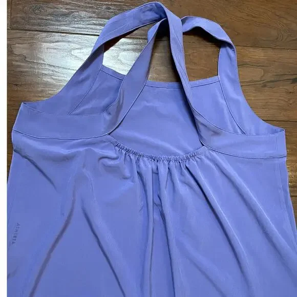 Athleta Arrival Dress Medium Purple Maxi Athletic Cross Back Stretch Side Slit - Picture 9 of 9